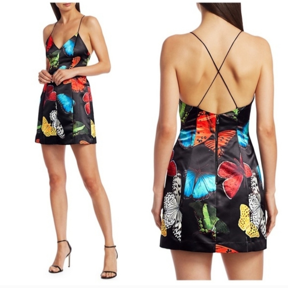Alice + Olivia Tayla Butterfly Print Minidress Size 4 - Picture 3 of 15
